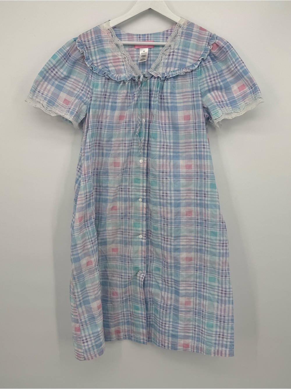 Vintage Flawed Nightgown Bundle Lot of 3 Pink Plaid Size Medium & Large Repair - Picture 8 of 16